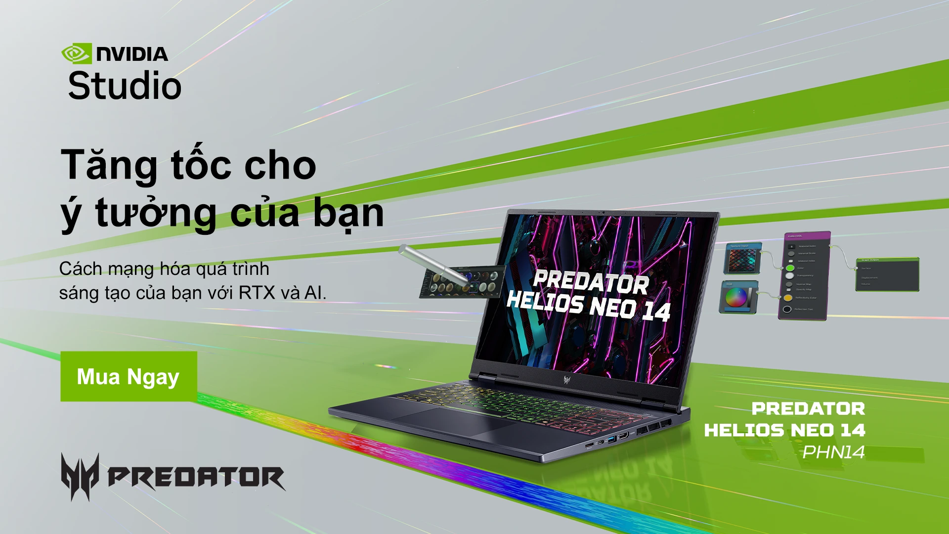 Laptop Gaming Predator Helios Neo 14 Trang Bị GPU NVIDIA GeForce RTX 40 Series Studio - Acer Việt Nam